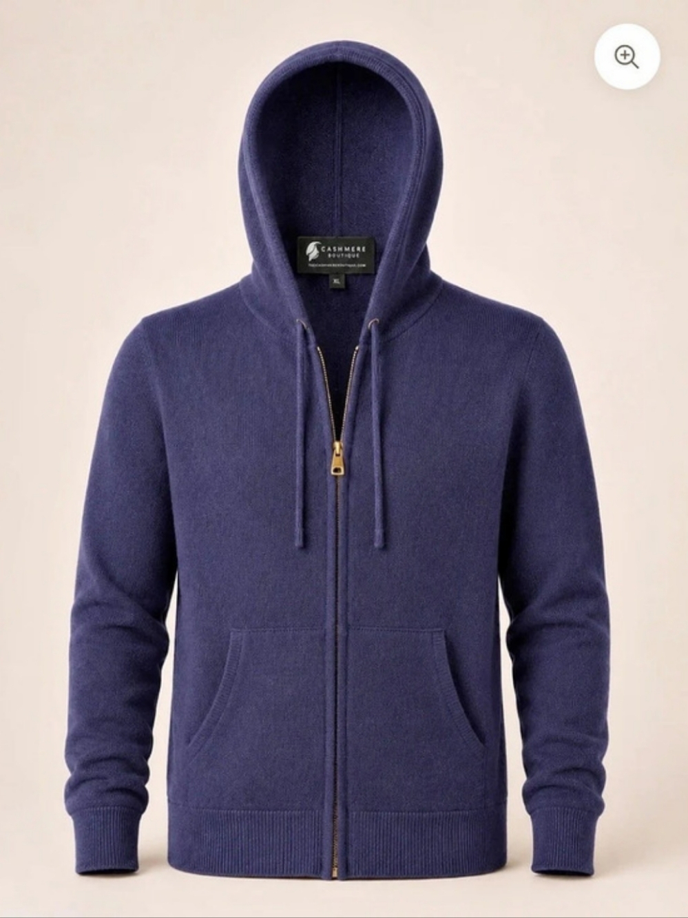 Cashmere Boutique Pure Cashmere Unisex Hoodie Blue Large